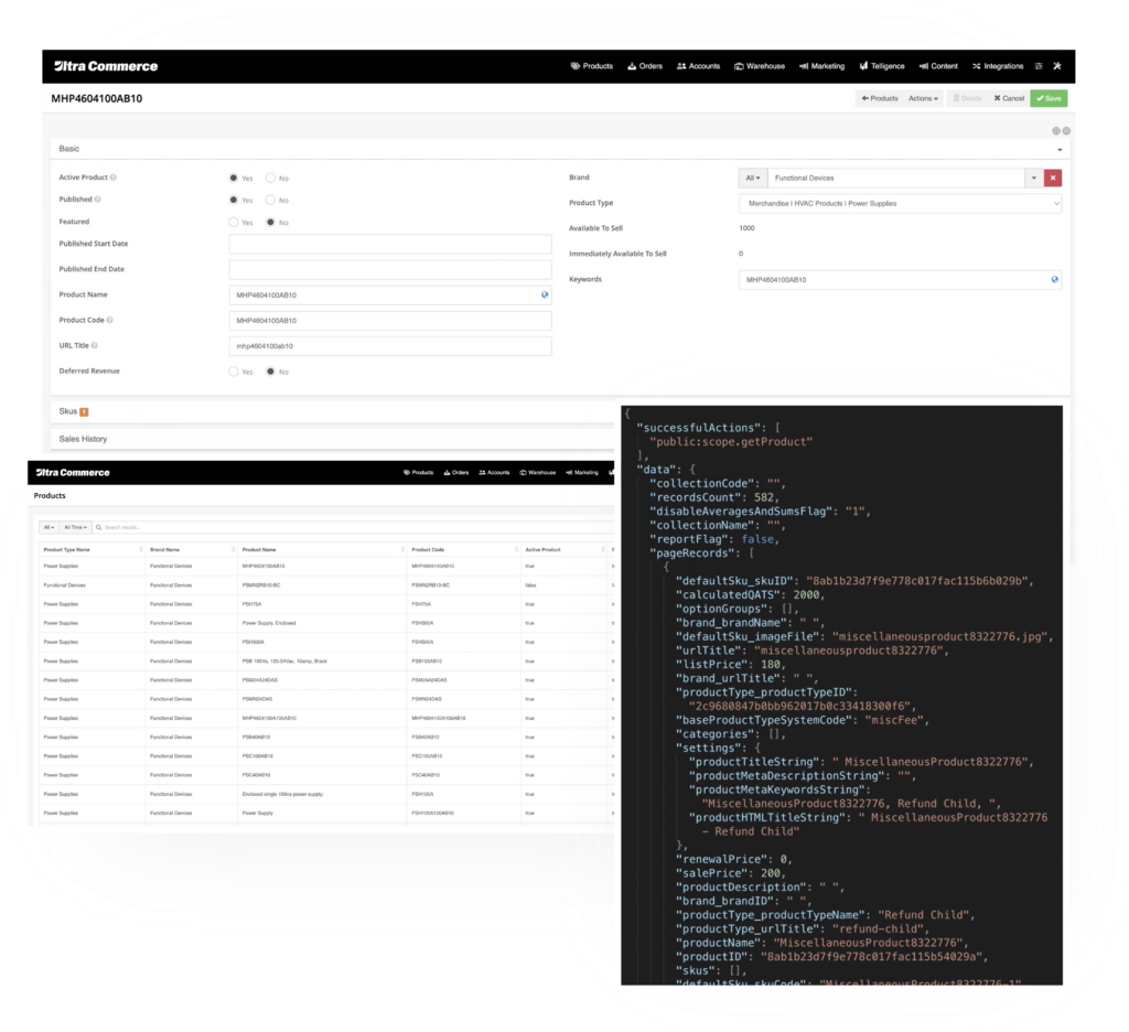 collage of UC Enterprise product management screenshots